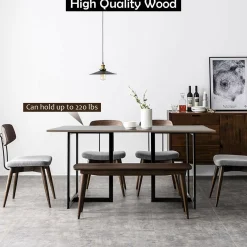 Tangkula Industrial Kitchen Dining Table, Modern Multifunctional Desk with Solid Iron Frame