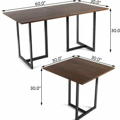 Tangkula Industrial Kitchen Dining Table, Modern Multifunctional Desk with Solid Iron Frame