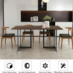 Tangkula Industrial Kitchen Dining Table, Modern Multifunctional Desk with Solid Iron Frame