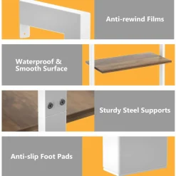 Tangkula Industrial Ladder Shelf Against The Wall, 5-Tier Wall Mount Ladder Bookshelf with Metal Frame