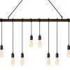 Tangkula Industrial Multi Pendant Light, 8-Light Iron Rustic Island Chandelier, Suspension Line Can Be Adjusted Freely
