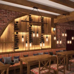 Tangkula Industrial Multi Pendant Light, 8-Light Iron Rustic Island Chandelier, Suspension Line Can Be Adjusted Freely
