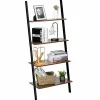 Tangkula Industrial 4-Tier Ladder Shelf, Against The Wall Bookcase for Living Room & Office