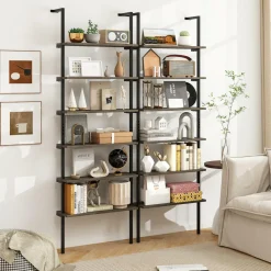 Tangkula Industrial 6-Tier Bookshelf