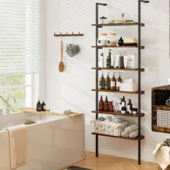 Tangkula Industrial 6-Tier Bookshelf