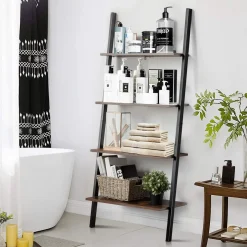 Tangkula Industrial 4-Tier Ladder Shelf, Against The Wall Bookcase for Living Room & Office