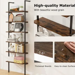 Tangkula Industrial 6-Tier Bookshelf