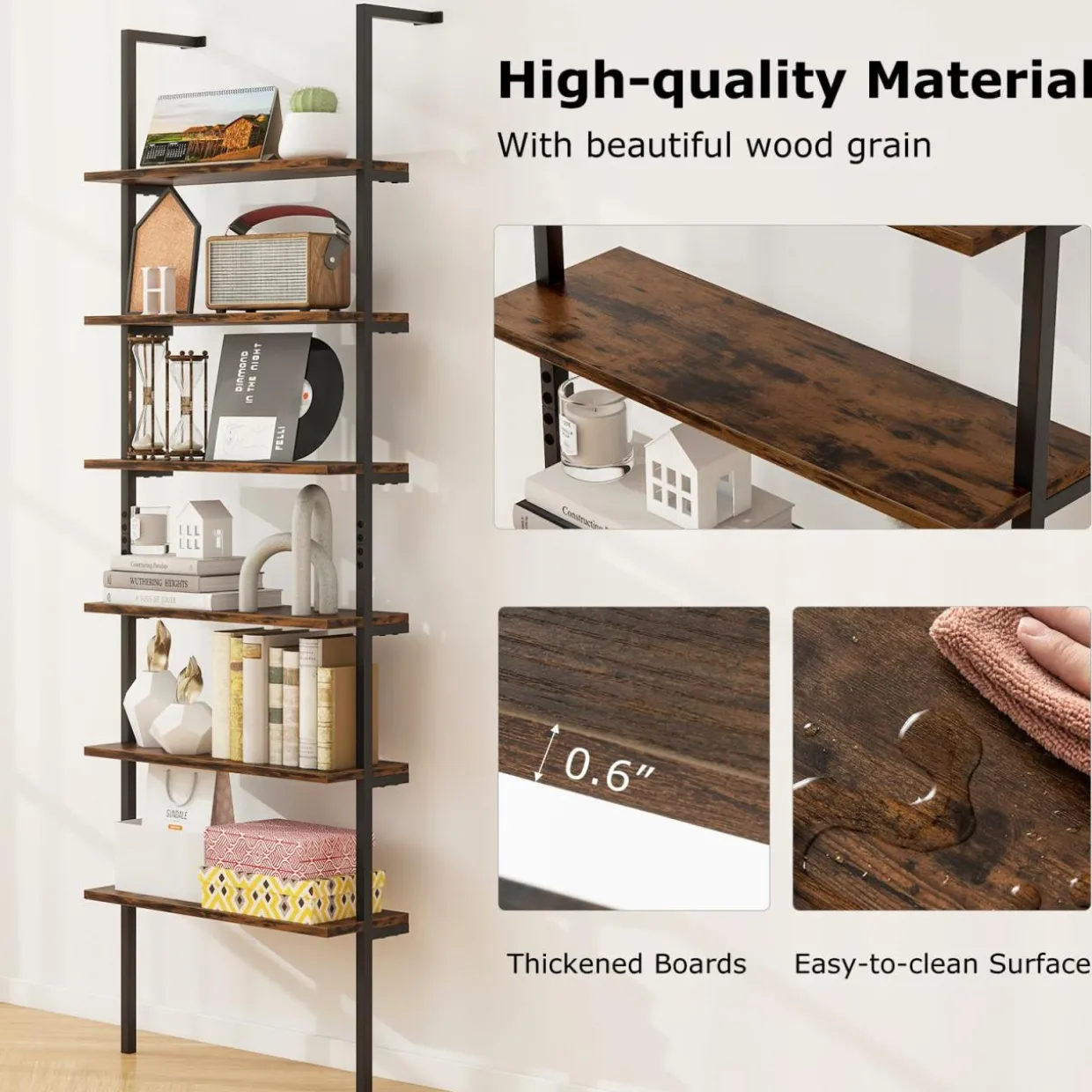 Tangkula Industrial 6-Tier Bookshelf