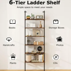 Tangkula Industrial 6-Tier Bookshelf