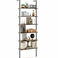Tangkula Industrial 6-Tier Bookshelf