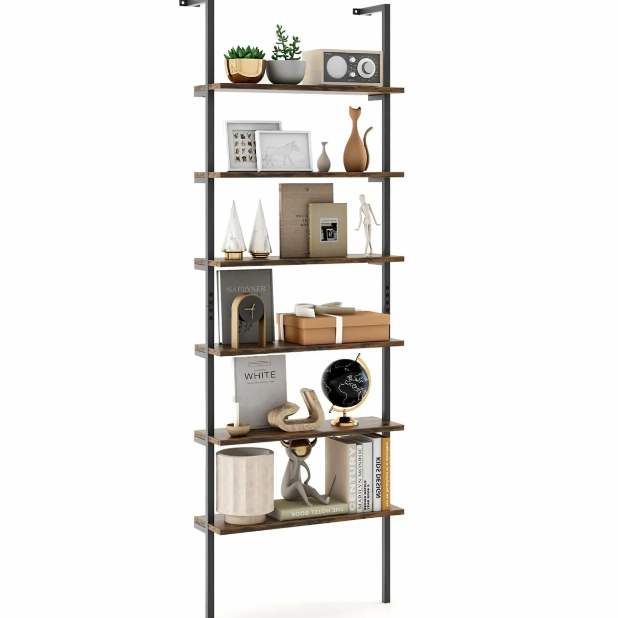 Tangkula Industrial 6-Tier Bookshelf