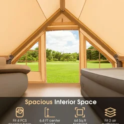 Tangkula Inflatable Camping Tent with Pump, 4-6 People Outdoor Blow Up Cabin Tent with 7 Mesh Windows