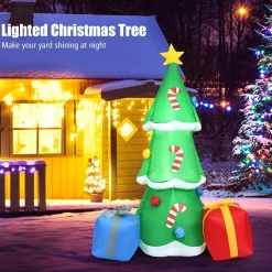 Tangkula  Inflatable Christmas Tree, LED Lights, Built-in Sandbags & Stakes, Indoor Outdoor Holiday Decor