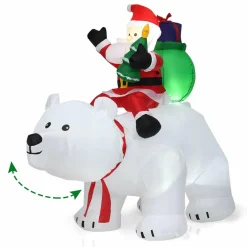 Tangkula Inflatable Christmas Santa Clause Riding The Polar Bear with Shaking Head