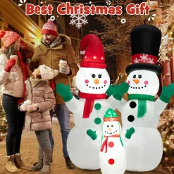 Tangkula Inflatable christmas Snowman, Santa Claus, Built-in Colorful LED Lights