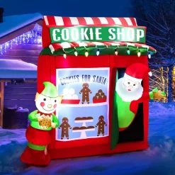 Tangkula Inflatable christmas Snowman, Santa Claus, Built-in Colorful LED Lights