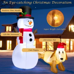 Tangkula Inflatable christmas Snowman, Santa Claus, Built-in Colorful LED Lights