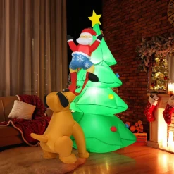 Tangkula Inflatable Christmas Tree, Inflatable Santa Claus Climbing Tree