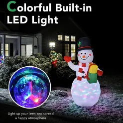 Tangkula Inflatable christmas Snowman, Santa Claus, Built-in Colorful LED Lights