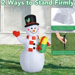 Tangkula Inflatable christmas Snowman, Santa Claus, Built-in Colorful LED Lights
