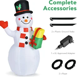Tangkula Inflatable christmas Snowman, Santa Claus, Built-in Colorful LED Lights