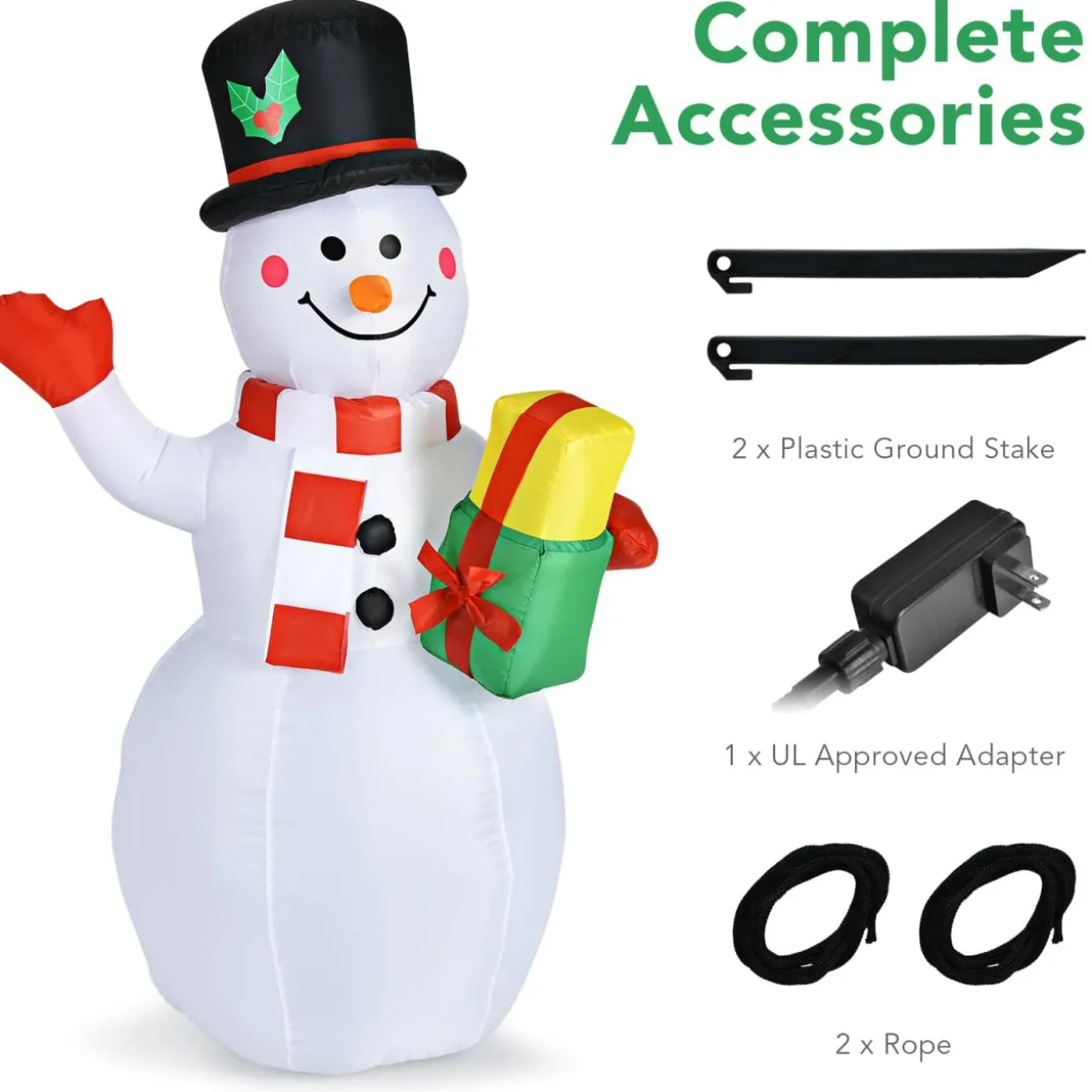 Tangkula Inflatable christmas Snowman, Santa Claus, Built-in Colorful LED Lights