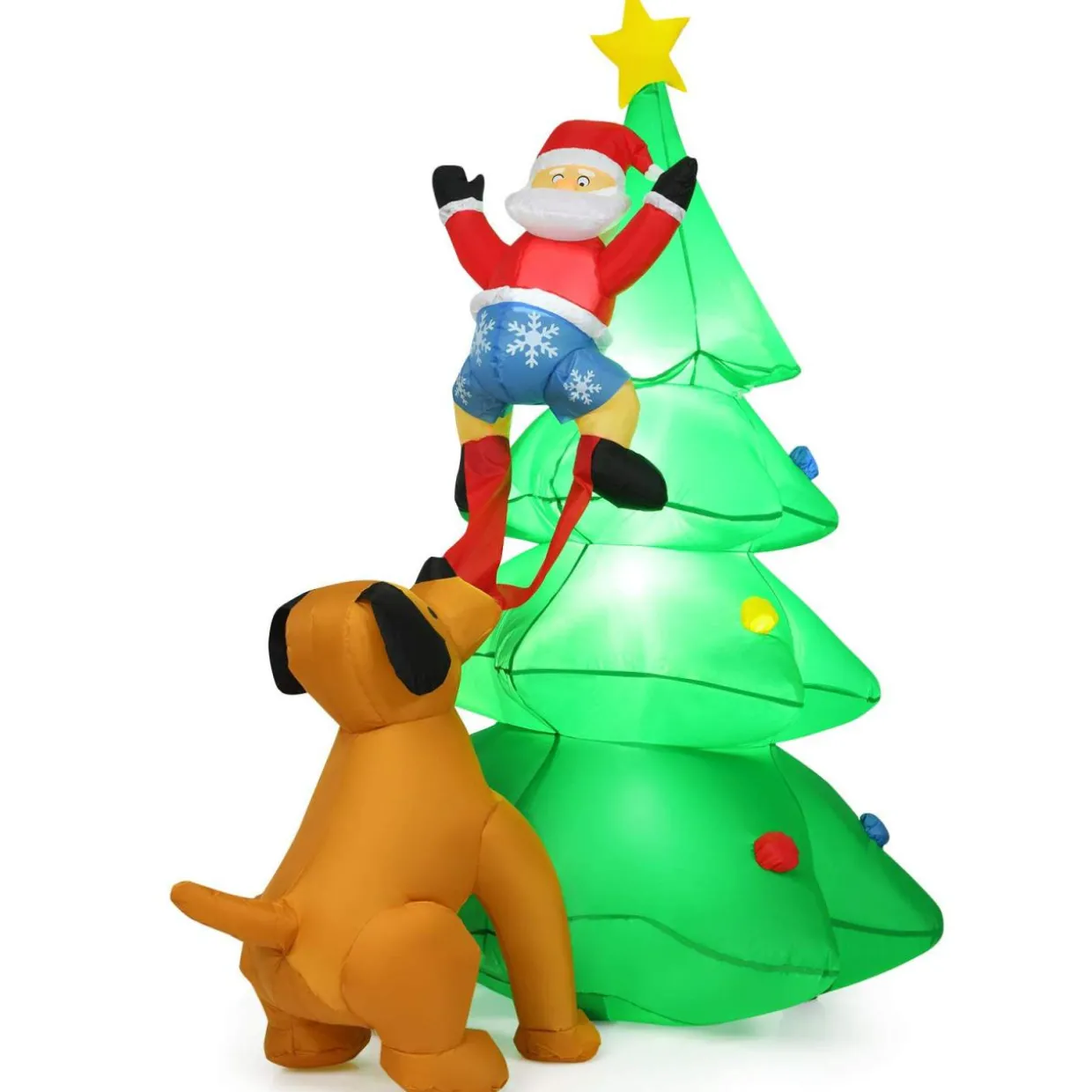 Tangkula Inflatable Christmas Tree, Inflatable Santa Claus Climbing Tree