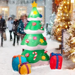 Tangkula Inflatable Christmas Tree, Inflatable Santa Claus Climbing Tree