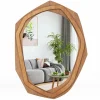 Tangkula Irregular Wood Framed Mirror, 35" x26" Large Farmhouse Decorative Mirror