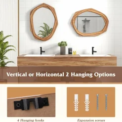 Tangkula Irregular Wood Framed Mirror, 35