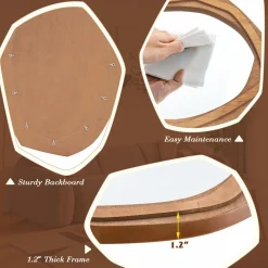 Tangkula Irregular Wood Framed Mirror, 35