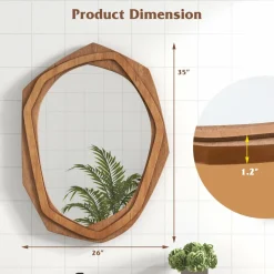Tangkula Irregular Wood Framed Mirror, 35