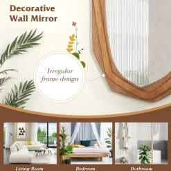 Tangkula Irregular Wood Framed Mirror, 35