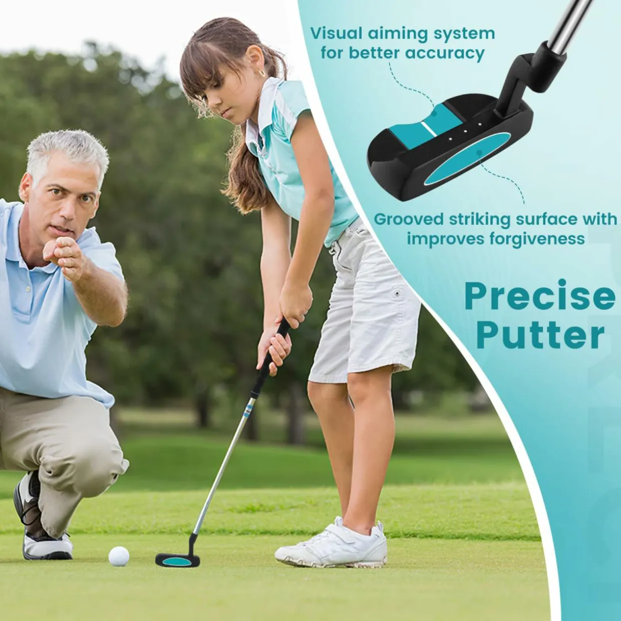 Tangkula Kids Golf Club Set Right Hand, Junior Complete Golf Club Set with 300CC #1 Driver & #7/#S Irons & Putter