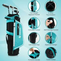 Tangkula Kids Golf Club Set Right Hand, Junior Complete Golf Club Set with 205CC #3 Fairway Wood & #7/#S Irons & Putter