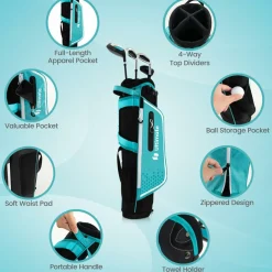 Tangkula Kids Golf Club Set Right Hand, Junior Complete Golf Club Set with 300CC #1 Driver & #7/#S Irons & Putter