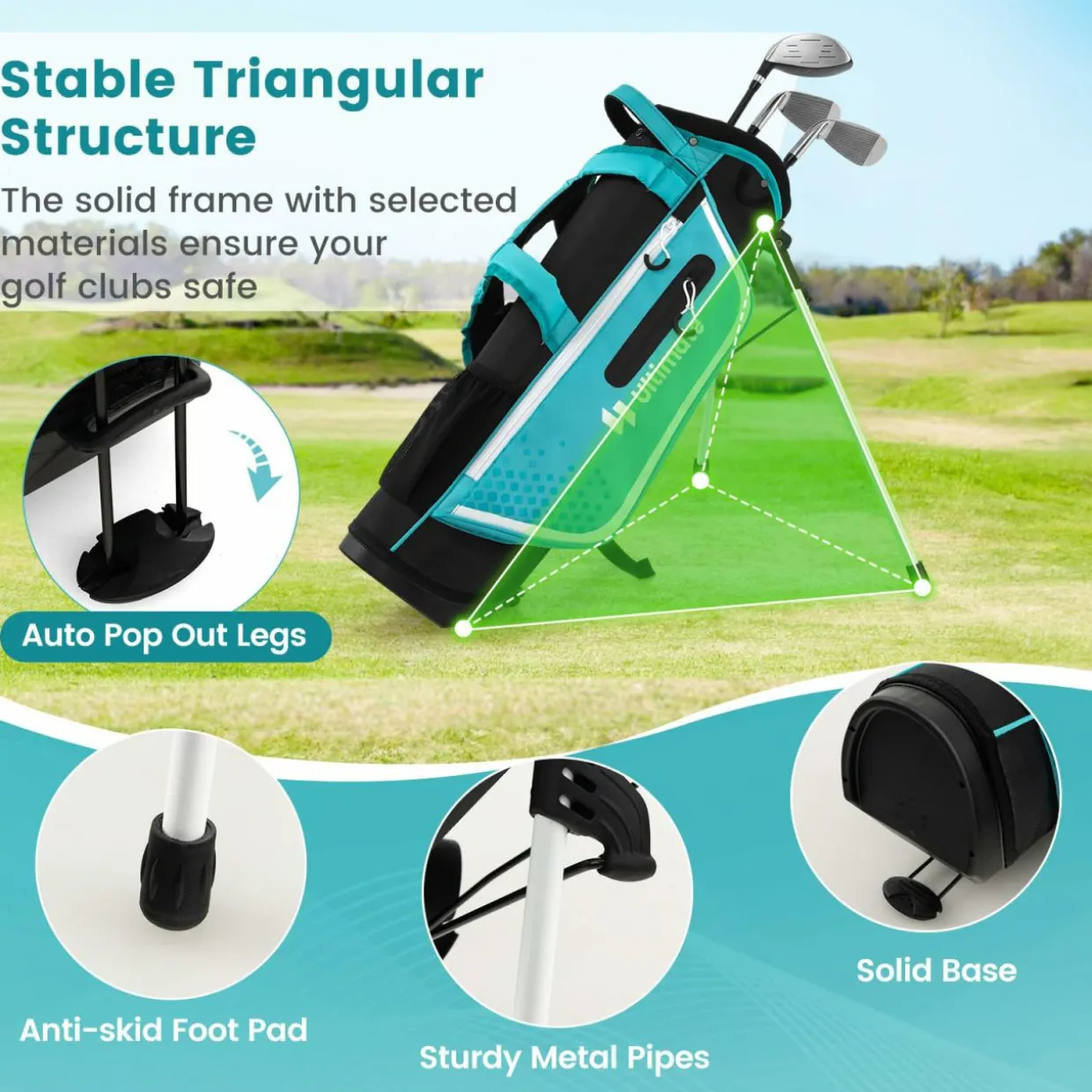 Tangkula Kids Golf Club Set Right Hand, Junior Complete Golf Club Set with 205CC #3 Fairway Wood & #7/#S Irons & Putter