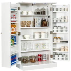 Tangkula Kitchen Pantry Cabinet, 17-Tier Buffet Sideboard with 2 Doors and 6 Adjustable Shelves