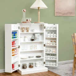 Tangkula Kitchen Pantry Cabinet, 17-Tier Buffet Sideboard with 2 Doors and 6 Adjustable Shelves