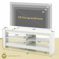 Tangkula 55''L Corner TV Stand with Power Outlet, TV Console Table with 4 Open Storage Shelves