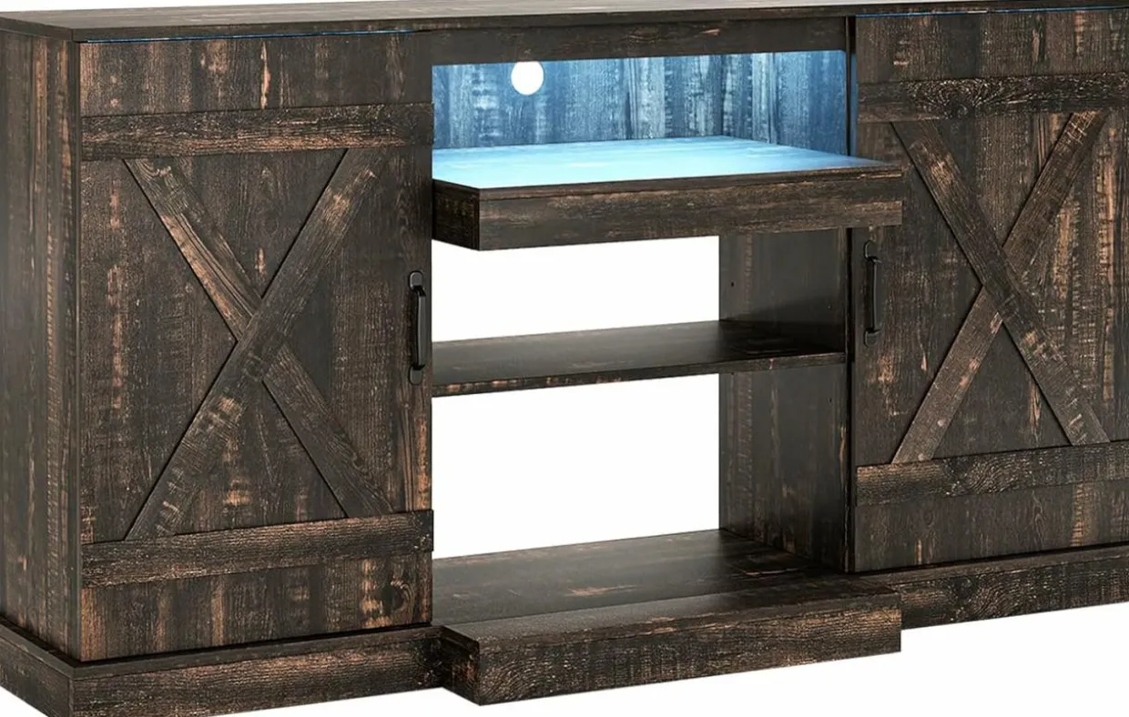 Tangkula 58”L Farmhouse TV Stand for TV up to 65 Inch