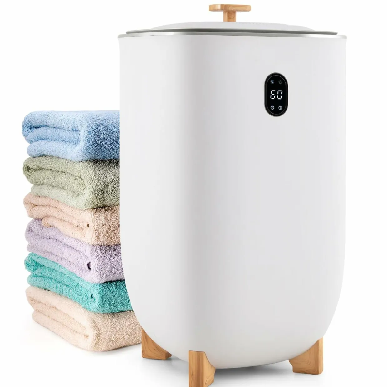 Tangkula 35L Large Towel Warmer Bucket, Luxury Hot Towel Heater w/ 20-90Min Timer & 2-5H Drying Mode (White, 35L)