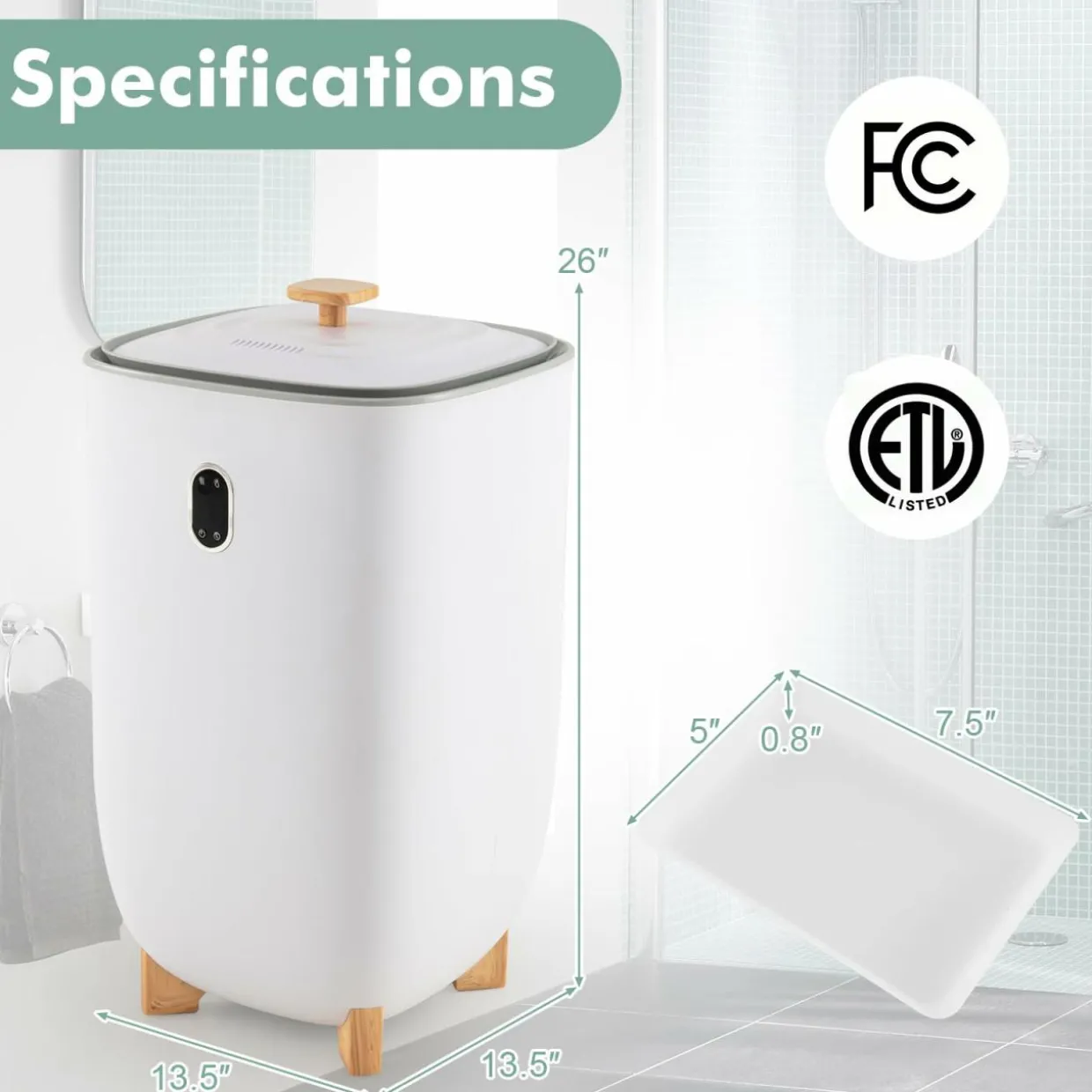 Tangkula 35L Large Towel Warmer Bucket, Luxury Hot Towel Heater w/ 20-90Min Timer & 2-5H Drying Mode (White, 35L)
