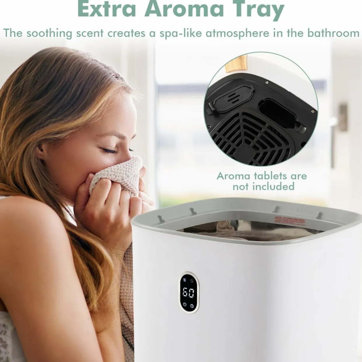 Tangkula 35L Large Towel Warmer Bucket, Luxury Hot Towel Heater w/ 20-90Min Timer & 2-5H Drying Mode (White, 35L)