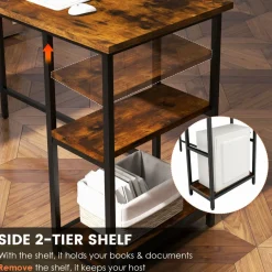 Tangkula L Shaped Computer Desk, Corner Home Office Desk with 2 Outlets & 2 USB Ports