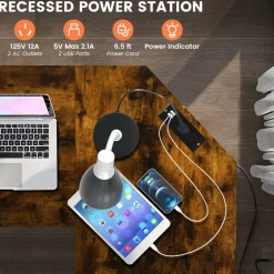 Tangkula L Shaped Computer Desk, Corner Home Office Desk with 2 Outlets & 2 USB Ports