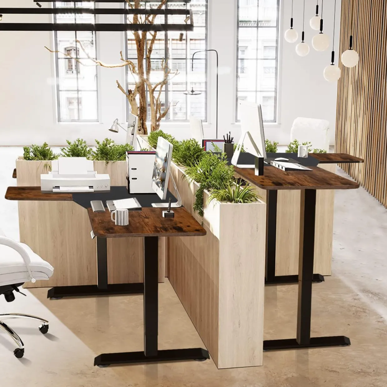 Tangkula L Shaped Electric Standing Desk, 59.5 Inch Corner Stand Up Desk