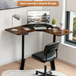 Tangkula L Shaped Electric Standing Desk, 59.5 Inch Corner Stand Up Desk
