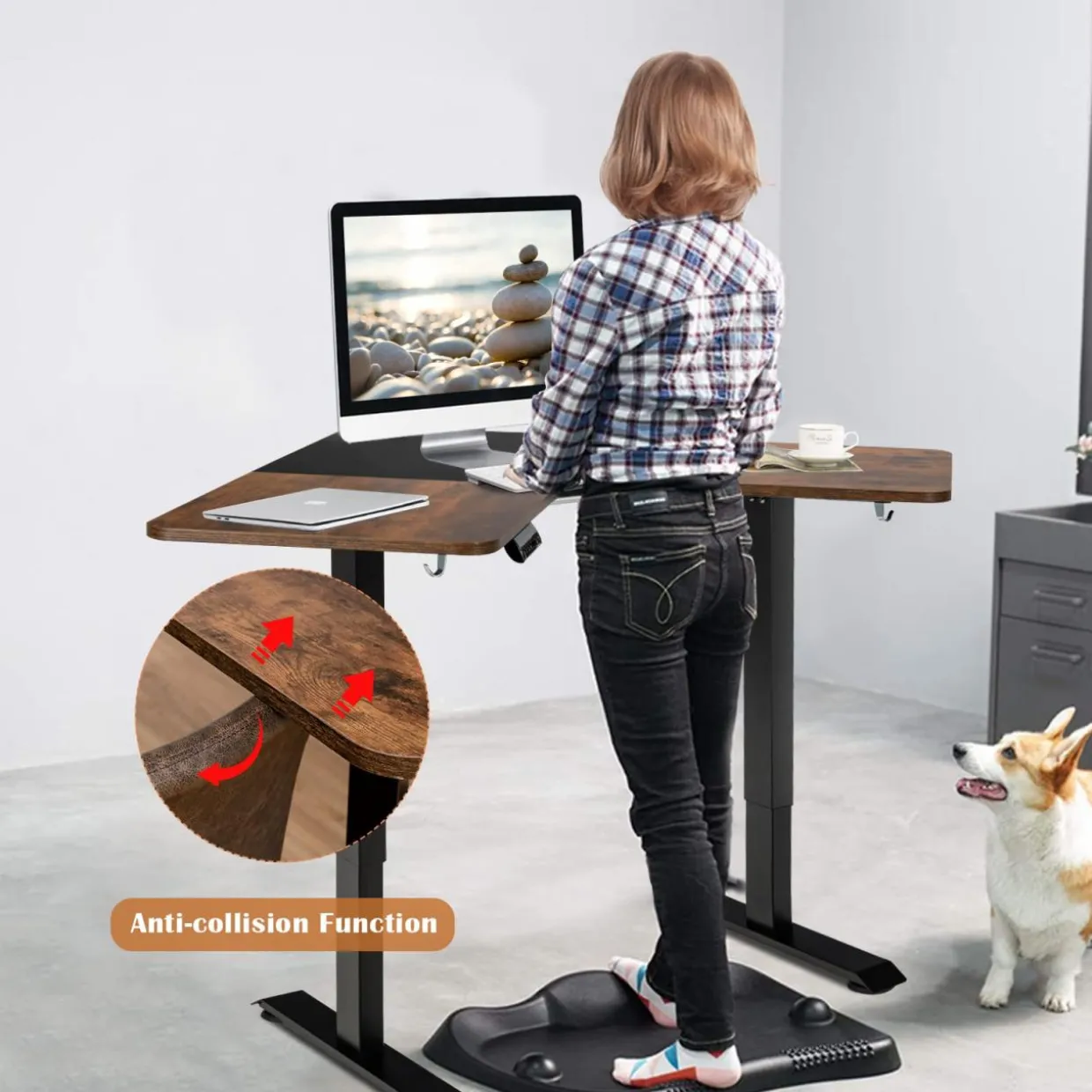 Tangkula L Shaped Electric Standing Desk, 59.5 Inch Corner Stand Up Desk