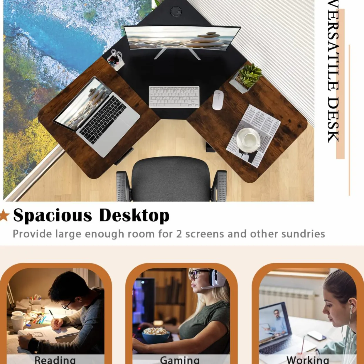 Tangkula L Shaped Electric Standing Desk, 59.5 Inch Corner Stand Up Desk